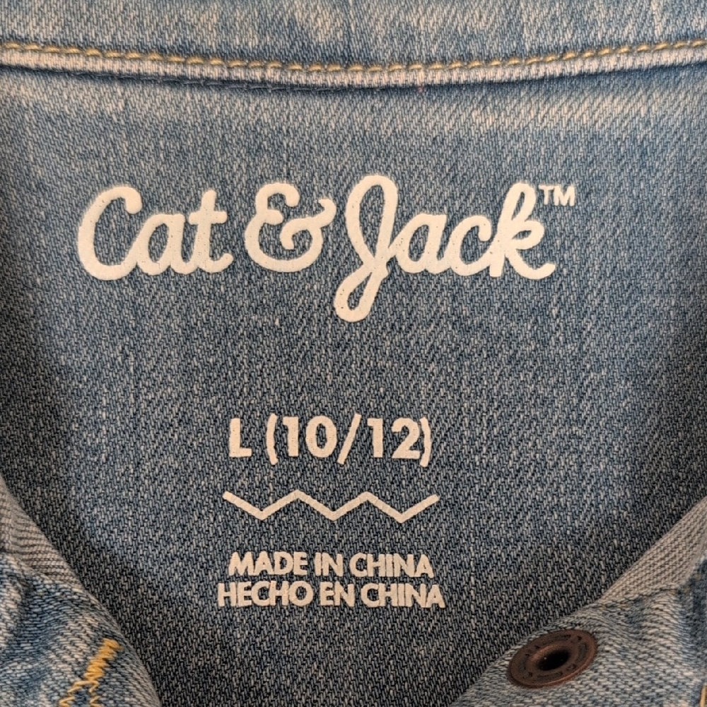 Cat & Jack Light Blue Jean Jacket Girls Size 10/12 - Picture 2 of 5